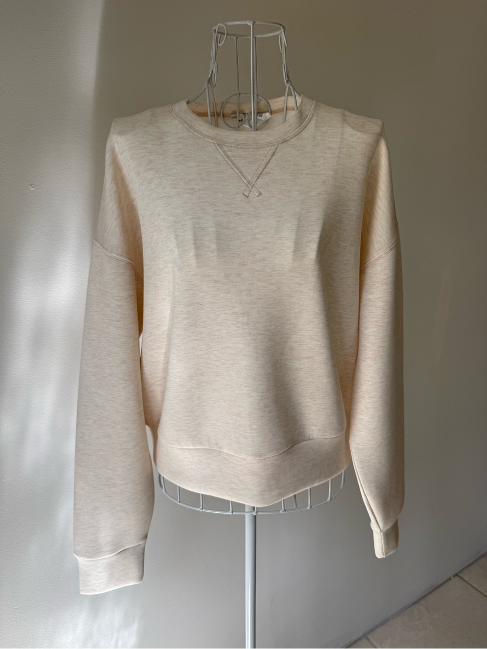 SPANX AirEssentials Crewneck Sweatshirt Oatmeal Heather Pullover XS NWT